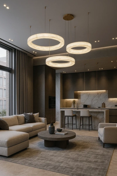 Pendant lamp Manzanera 3 Alabaster Spanish Marble LED 56W CCT BRS