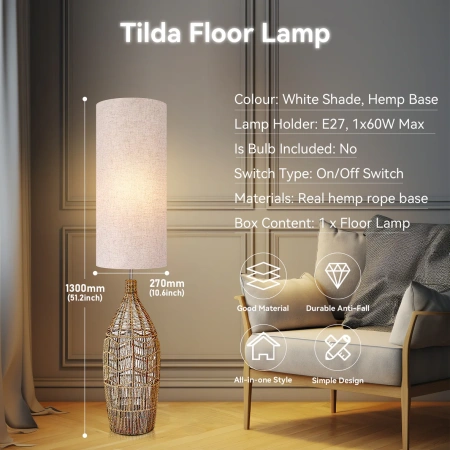 Floor lamp Tilda E27 WH-HMP