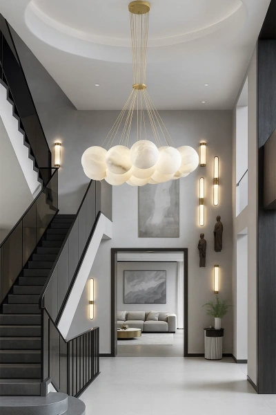 Pendant lamp Molina S19 Alabaster Spanish Marble G9 BRS