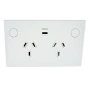 Double Powerpoint Zigbee Wifi USB-C WHT