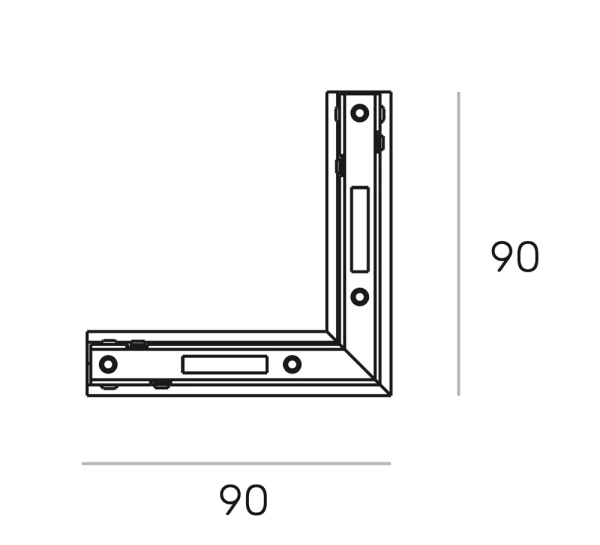 Surface track MUSE L corner connector 48V Brass