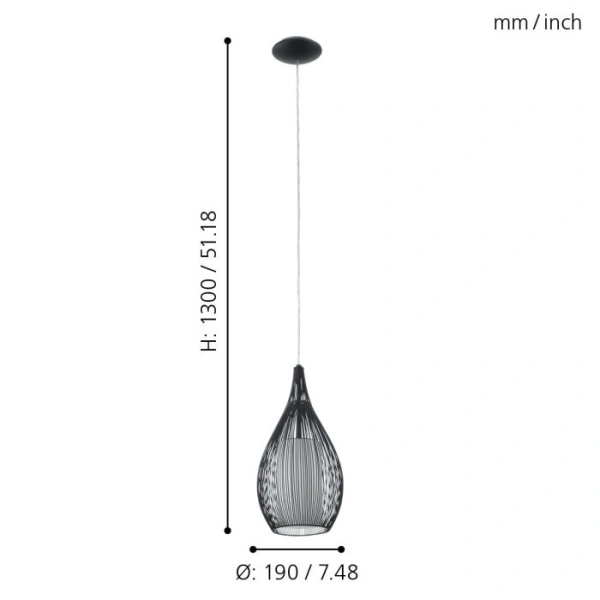 Pendant lamp RAZONI BLK