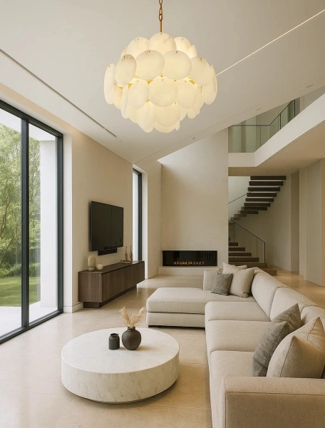 Pendant lamp Moreno S20 Alabaster Spanish Marble D80 BRS