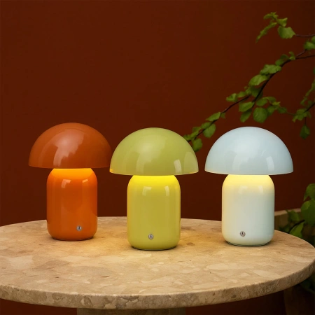 Table Lamp Mushroom LED CCT Dim Rechargeable Clay