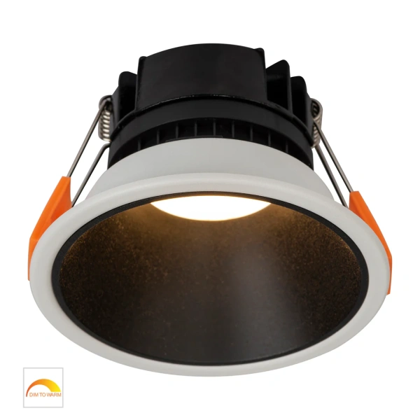 Recessed downlight Gleam WHT with BLK Insert Fixed Dim to Warm LED 9W IP54