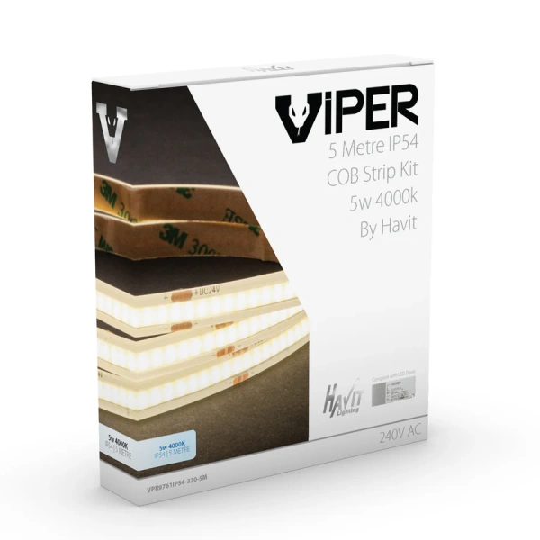 Viper COB Dotless 5w Per Metre 5m LED Strip kit 4000k