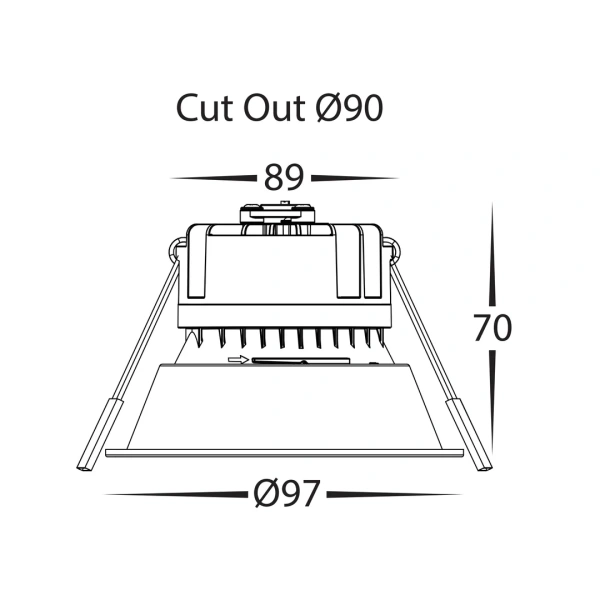 Recessed downlight Gleam BLK with BLK Insert 3CCT Fixed Deep LED 9W IP54