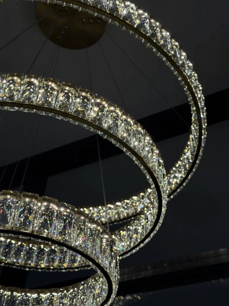 Pendant lamp Crystal Ring 3 BRS 90W Remote Dim