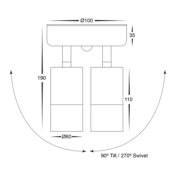 Wall light Tivah 316 SS LED 24W 3CCT Double Adjustable with Sensor HV1306T-PIR IP65