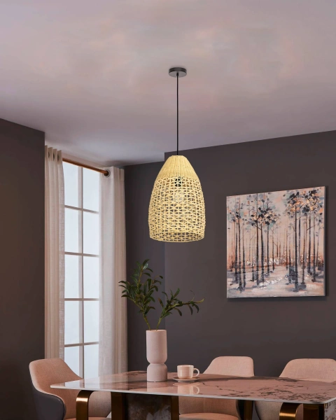 Pendant lamp Sambucona Tall E27 D350 Cane Nat