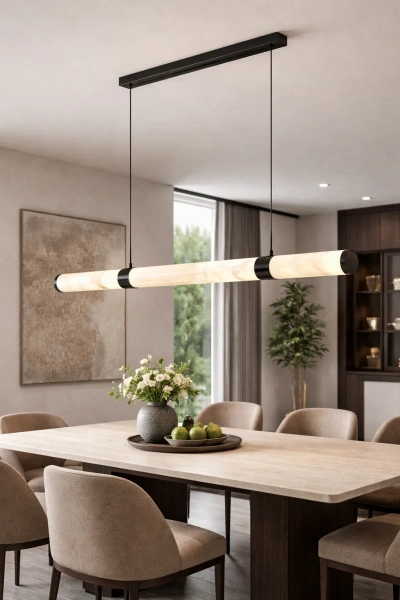 Pendant lamp Aragon Linear Alabaster Spanish Marble L150 LED 40W CCT Dim BLK with remote