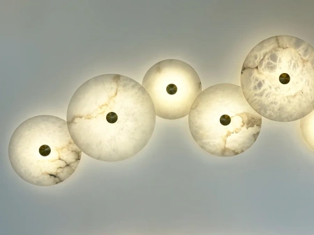 Wall light Zarra Alabaster Spanish Marble D30cm 3CCT BRS