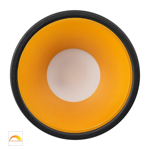 Recessed downlight Gleam BLK with Gold Insert Fixed Dim to Warm LED 9W IP54