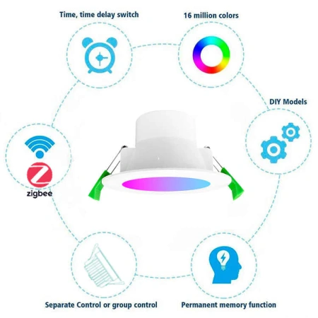Smart Downlights Vibrant Ambiance Bezel WHT Zigbee 90mm RGBW