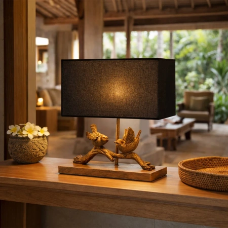Table lamp Birds on Branch LED Gold