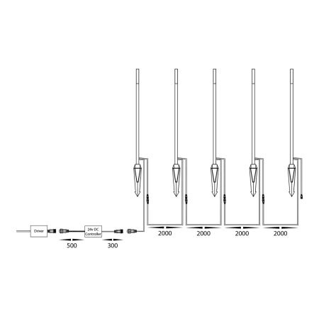 Bollard Spike kit Drique RGBCW 5 Light WIFI BLK