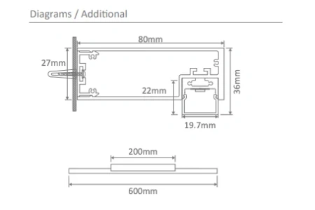 Wall light Shadowline 3K LED 6W 60cm BLK