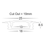 Recessed aluminium Profile HV9695-2507 WHT 3m