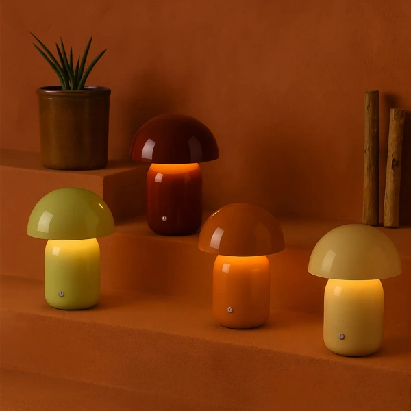 Table Lamp Mushroom LED CCT Dim Rechargeable Taupe