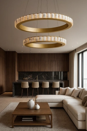 Pendant lamp Capella 2 Large Alabaster Spanish Marble LED 90W CCT Dim BRS