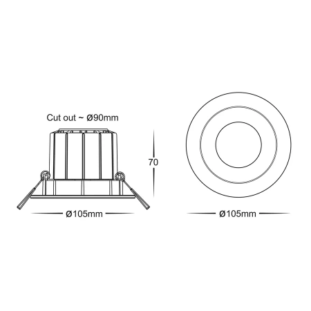 Recessed Tilt Downlight Prime CCT LED 12W IP54 WIFI BLK