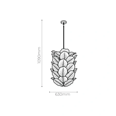 Pendant lamp Monte Carlo 40L Floral Hand made glass