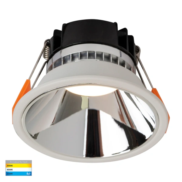 Recessed downlight Gleam WHT with Chrome Insert 3CCT Fixed Deep LED 9W IP54