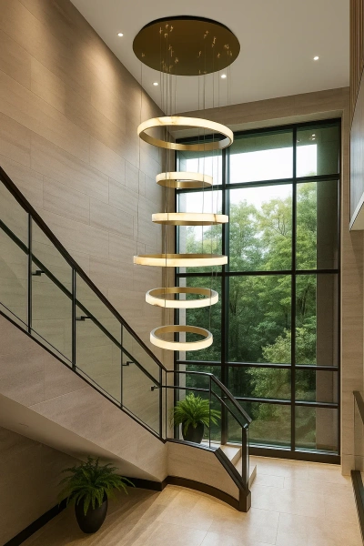Pendant lamp Sky Rings Alabaster Spanish Marble LED 260W BRS
