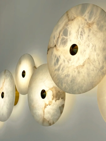 Wall light Zarra Alabaster Spanish Marble D30cm 3CCT BRS