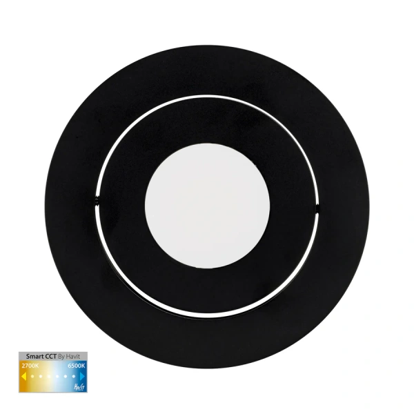 Recessed Tilt Downlight Prime CCT LED 12W IP54 WIFI BLK