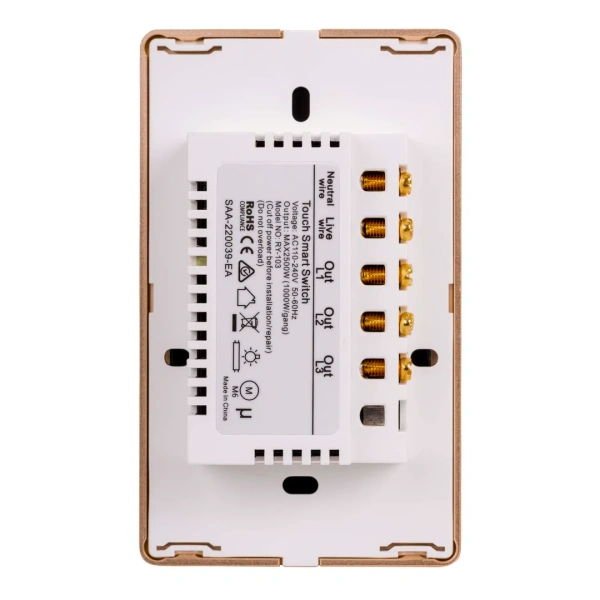 Wall Switch 3 Gang WHT-GLD HV9120-3 Wifi