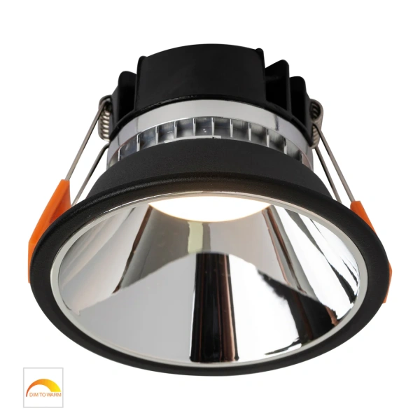 Recessed downlight Gleam BLK with Chrome Insert Fixed Dim to Warm LED 9W IP54