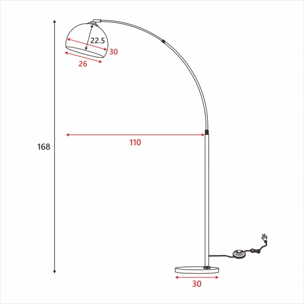 Floor lamp Beam Acro E27 Satin CHROME / WHT