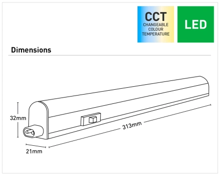 Batten Light Barry Linkable 4W LED CCT L31 WHT