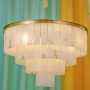 Pendant lamp Movera S16 Alabaster Spanish Marble D80 BRS