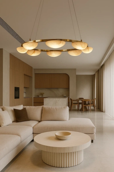 Pendant lamp Miraflores Alabaster Spanish Marble D80 LED 40W CCT Dim BRS
