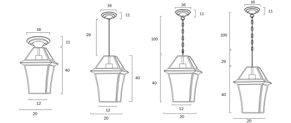 Pendant light Rye 20 Solid Brass E27 H40 BRS