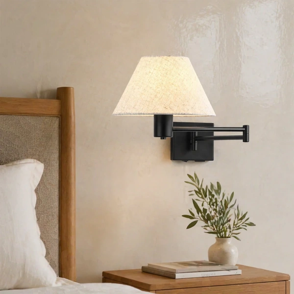 Wall lamp Elspet Swing Arm with charging ports BL