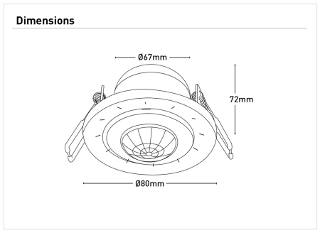 Recessed Gimble Sensor XSEN005PIR PIR Version D80 WHT