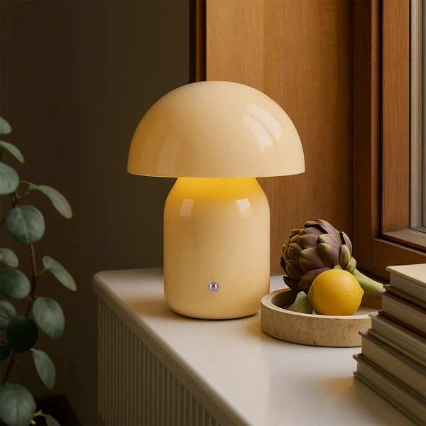 Table Lamp Mushroom LED CCT Dim Rechargeable Taupe