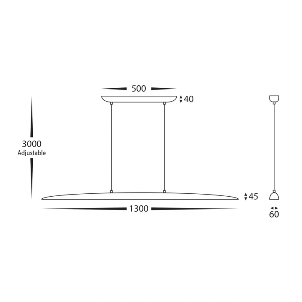 Pendant lamp Noce Walnut Timber L130 LED 20W 3CCT Dim