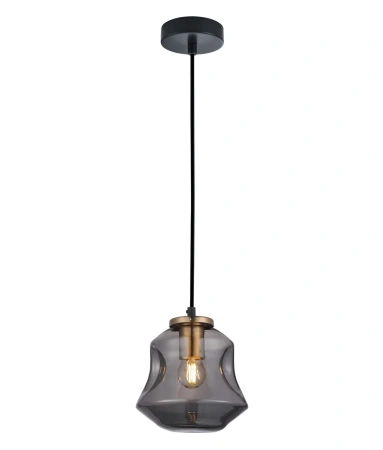 Pendant lamp FOSSETTE Dimpled Smoked Angled Bell Glass