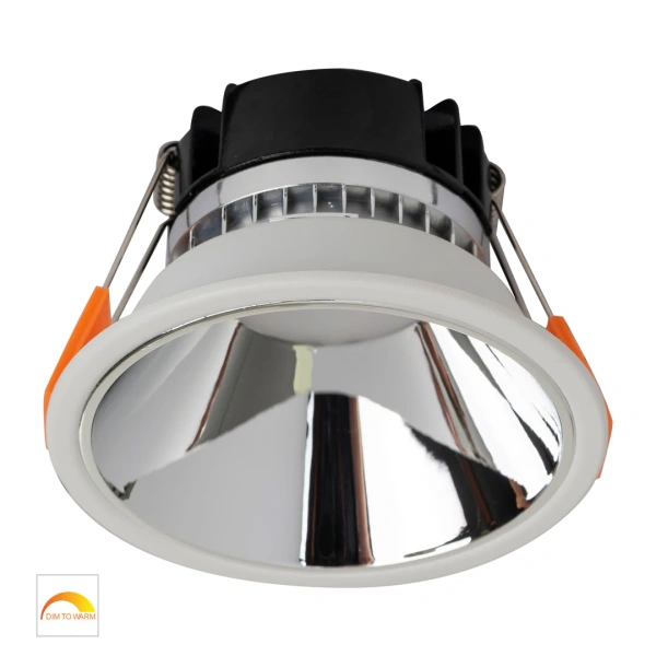 Recessed downlight Gleam WHT with Chrome Insert Fixed Dim to Warm LED 9W IP54