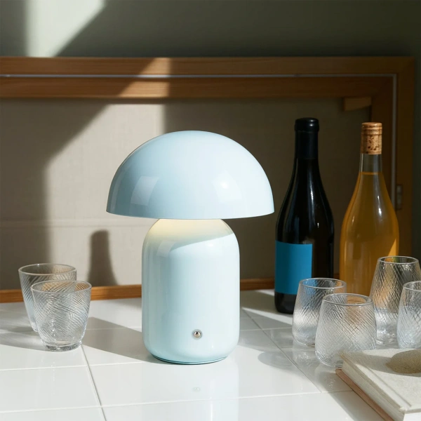 Table Lamp Mushroom LED CCT Dim Rechargeable Pale Blue