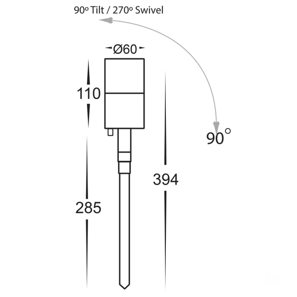 Garden light Fortis Stainless Steel TRI Colour Single Adjustable LED HV1409T IP54