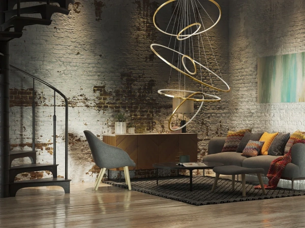 Pendant lamp Aria Modern 6 ring LED 65W 3CCT BRS