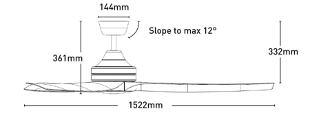 Ceiling fan Lora DC with LED 18W and Remote D60 WH