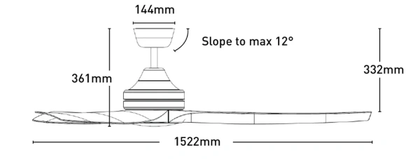Ceiling fan Lora DC with LED 18W and Remote D60 WH
