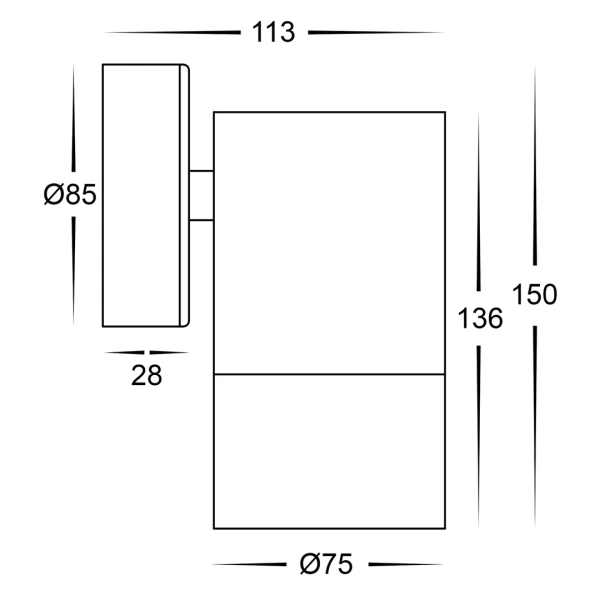 Wall light Maxi Tivah Aluminium BLK 3CCT Fixed Down HV1128T IP65