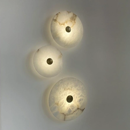 Wall light Zarra Alabaster Spanish Marble D25cm 3CCT BRS